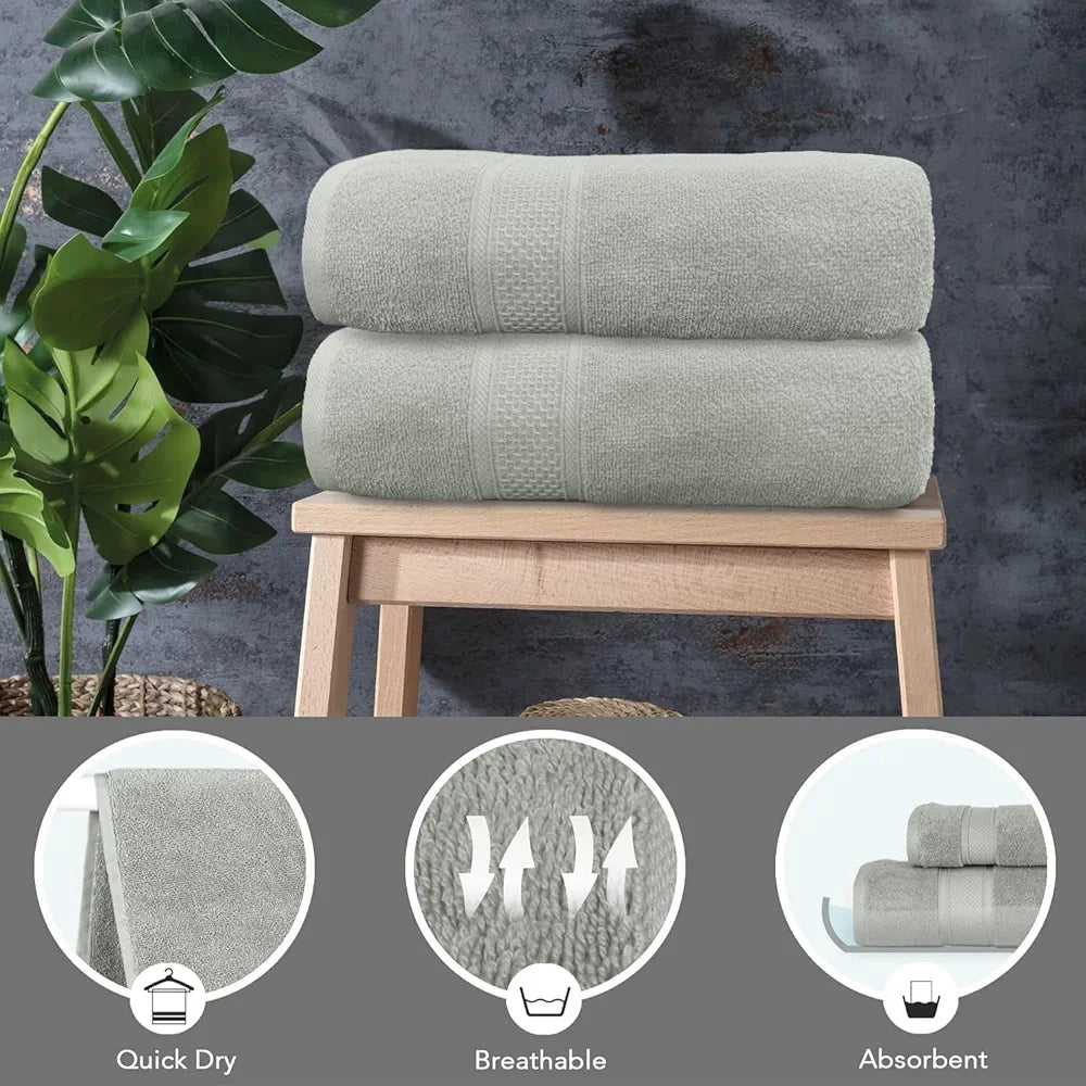 Luxe Home Cotton Bath Towel 450 GSM Quick Dry Large Size Bathroom Towels Colour Grey