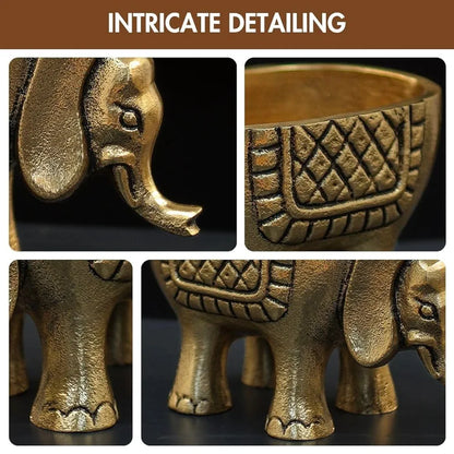BEHOMA Aluminium Elephant for Good Luck | Statue for Tabletop Living Room Office | Candle Holder Gift Showpiece for Valentine's Day, Birthday 
