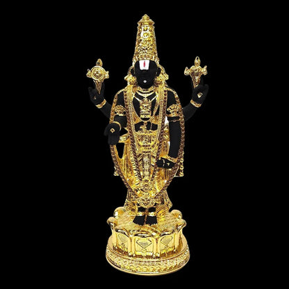 Gold Art India Lord Tirupati Balaji Idol Murti for Mandir Gold Plated Terra Cotta