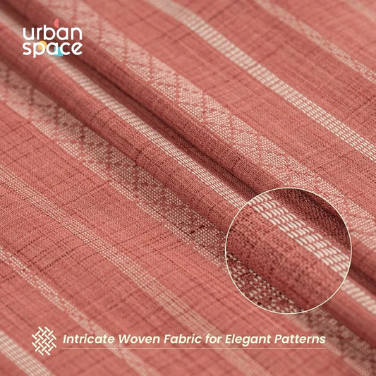Urban Space Stripes Aari Collection Weaved Sheer Curtains For Window 5 Feet Long Light Filtering Curtains Set Of 2 Decorative Curtains For Living Room Vertical Weaves Berry