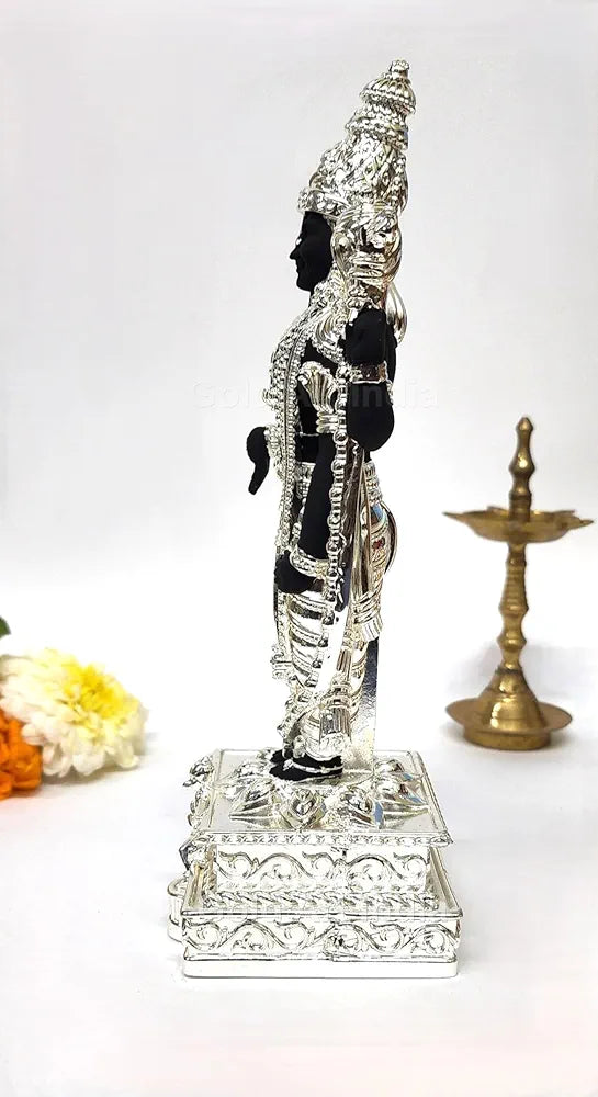 Gold Art India Lord Tirupati Balaji Silver Plated Black Terracotta Idol