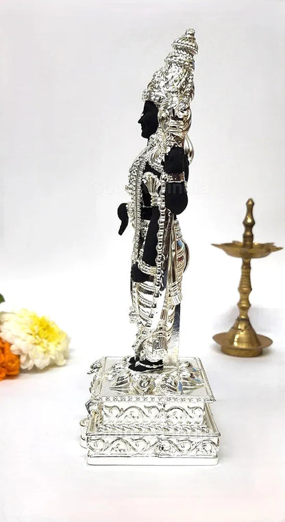 Gold Art India Lord Tirupati Balaji Silver Plated Black Terracotta Idol