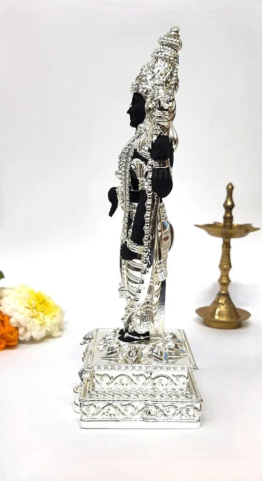 Gold Art India Lord Tirupati Balaji Silver Plated Black Terracotta Idol