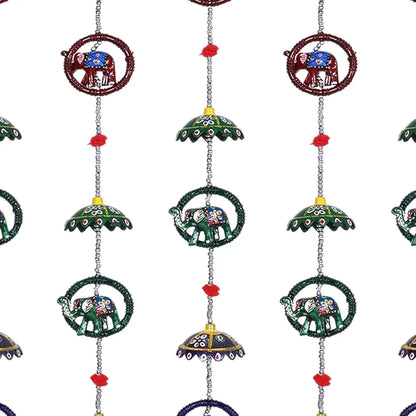 Heart Home Umbrella Shape Door Hanging Windchimes Pairs 3 Paper Mache & 3 Elephants