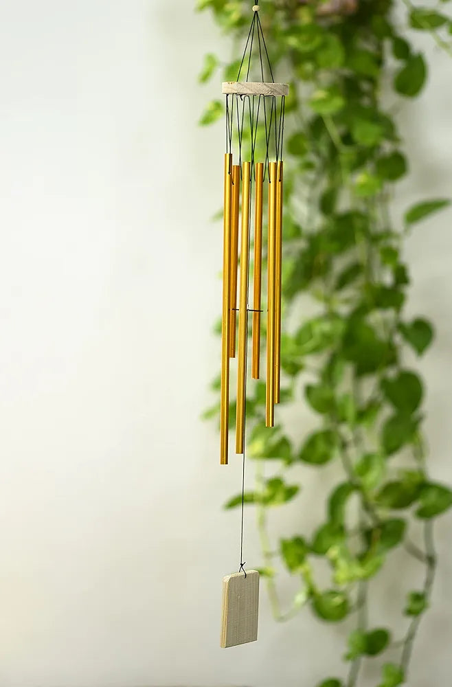 Tej Gifts Feng Shui Metal Wind Chime with 6 Golden Pipes