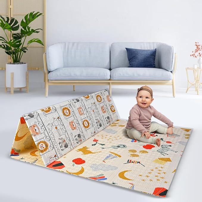 Wembley Baby Play Mat Double Sided Waterproof Floor Mat Playmat for Kids Beige Colour