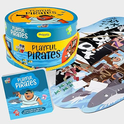 The Book Tree Playful Pirates Puzzle Box for Kids I 30 Jigsaw Puzzle Pieces & 1 Storybook I Fun Toy for Children