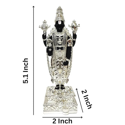 Gold Art India Lord Tirupati Balaji Silver Plated Black Terracotta Idol