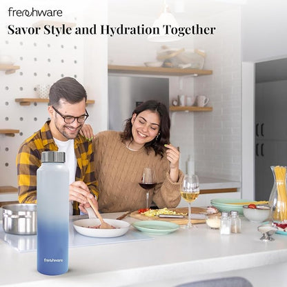 Frenchware Water Bottle 1 Litre, Stainless Steel, Premium SS 304, Ocean Blue & Pearl | Easy-to-Clean