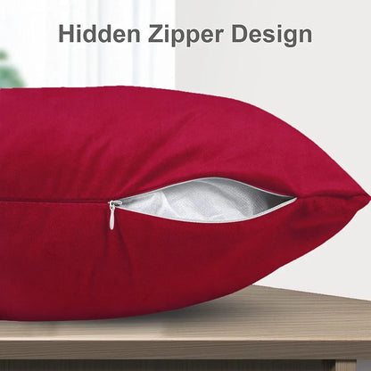 Cloth Fusion Velvet Sofa Cushion Cover Set of 2 Luxurious Cushion Cover Magenta Colour