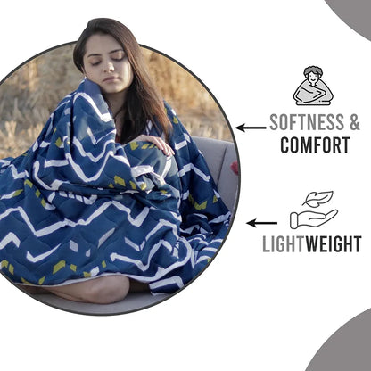 Divine Casa Microfiber All Weather 120 GSM Reversible Single Bed Size Comforter/Blanket Colour Dark Blue and Grey