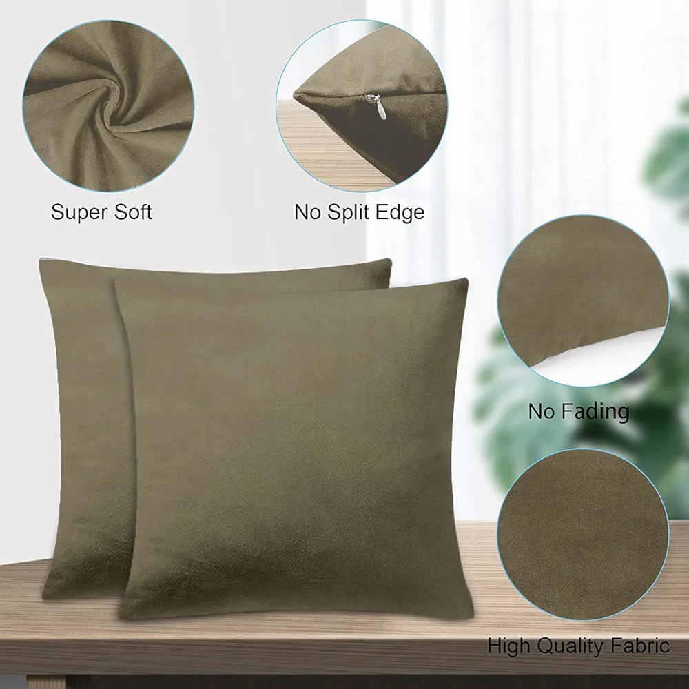 Cloth Fusion Velvet Sofa Cushion Cover Set of 5 Luxurious Cushion Cover Ash Brown
