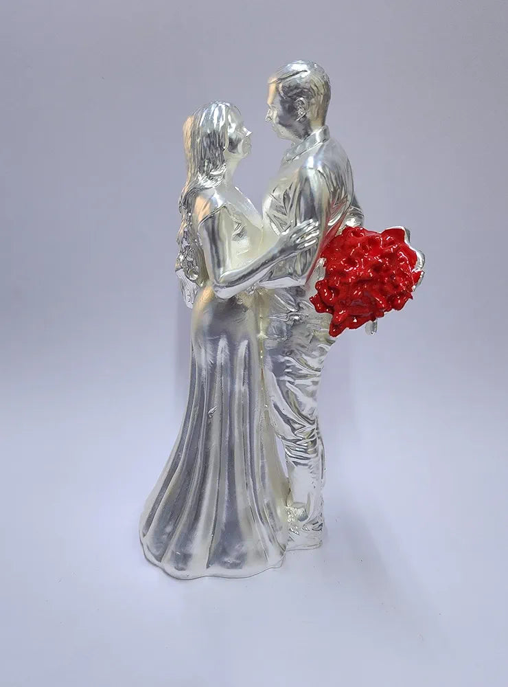 Gold Art India Couple Figurine Silver-Plated Matte Finish