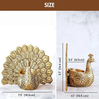 Behoma Metal Dancing Peacock Figurine for Good Luck and Love | Candle Holder for Home Dcor Tabletop Living | Showpiece for Valentine's Day, Birthday , Gold