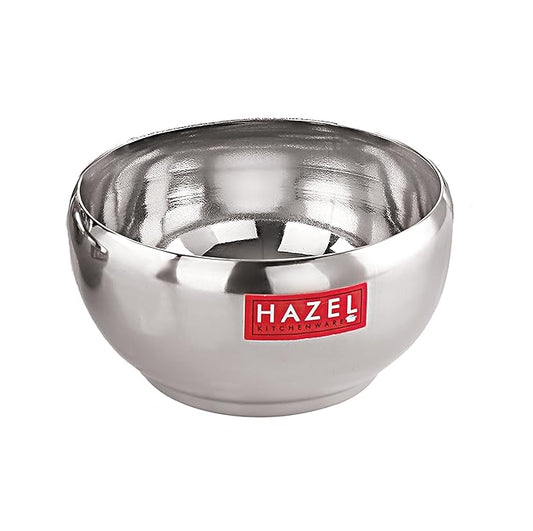 Hazel Stainless Steel Serving Bowl Bowl for Dessert Cereal Smoothie Steel Katori for Serving 200 ml Silver