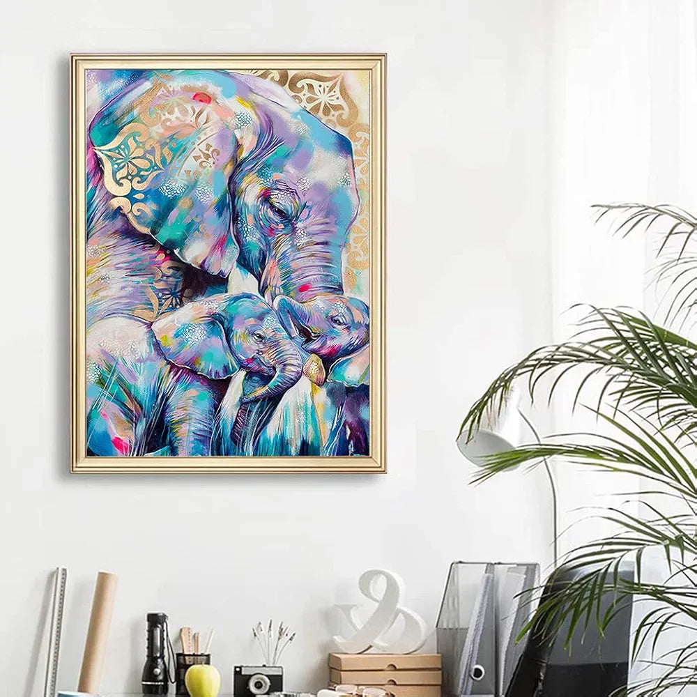 HASTHIP® Elephant Diamond Painting Kit with Round Diamonds,5D Diamond Painting Kit for Adults & Kids,30 X 40cm Full Drill Elephant Gem Art for Home Wall Decor Gifts 
