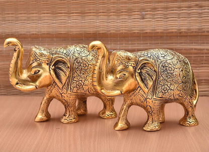 Chhariya Crafts Metal Elephant Pair of 2 for Gift Home and Office Table Decorative Showpiece