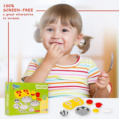 Ratna's Kitchen Set for Kids | a Perfect Roleplay Pretend Play Kitchen Play Set for Kids | Vessels Kitchen Set