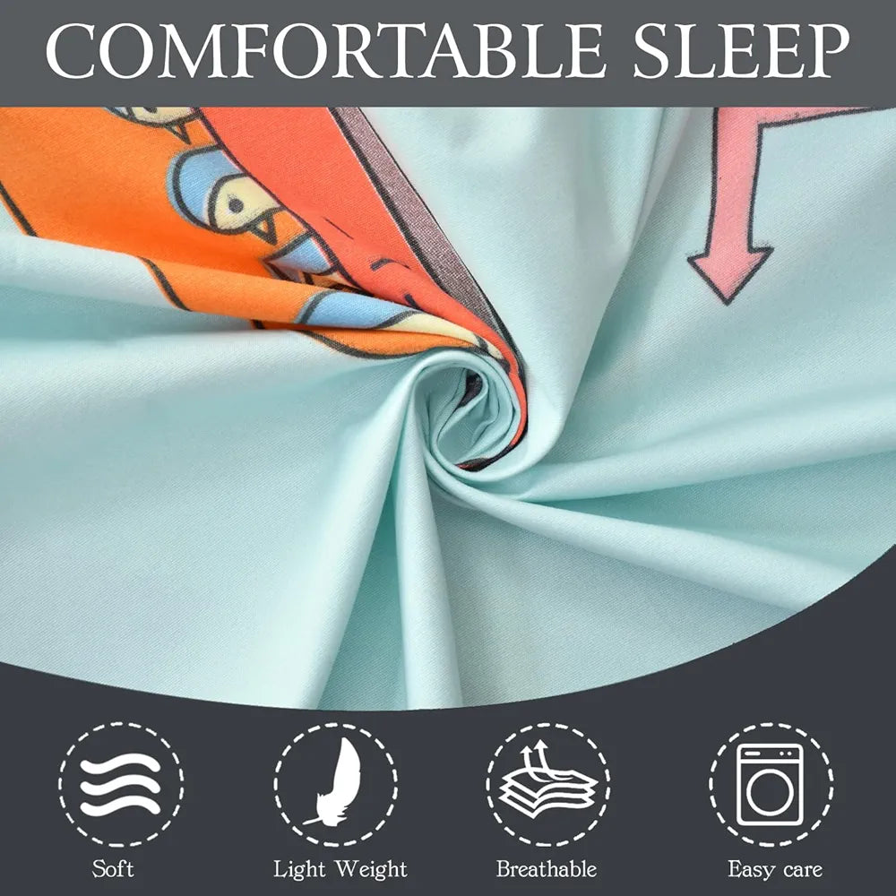 Fresh From Loom 300 TC Glace Cotton Soft Hypoallergenic Elastic Fitted Bed Sheet with 2 Pillow Cover Aqua Bus Queen