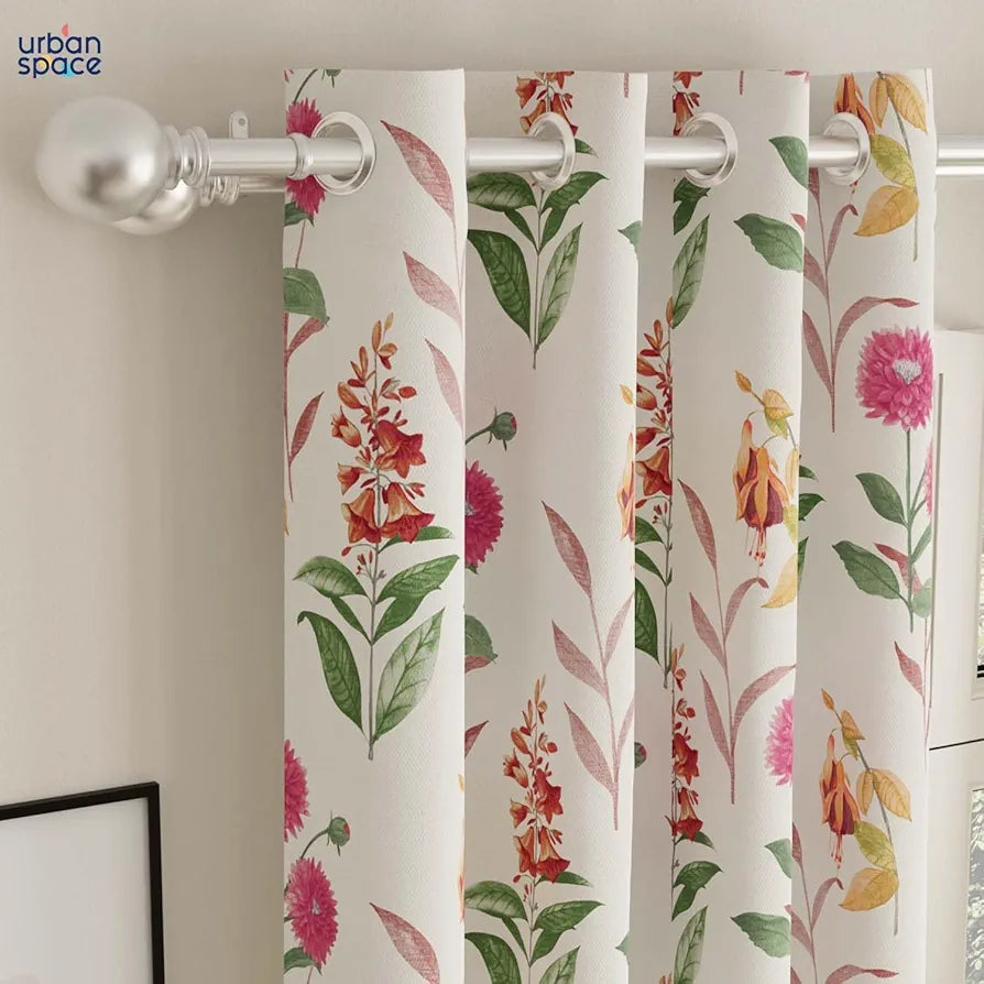 Urban Space Digital Printed Blackout Curtains for Door Bedroom Room Darkening Blackout Kids Decorative Curtains 1 Piece Curtain Cone Flower Pink
