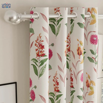 Urban Space Digital Printed Blackout Curtains for Door Bedroom Room Darkening Blackout Kids Decorative Curtains 1 Piece Curtain Cone Flower Pink