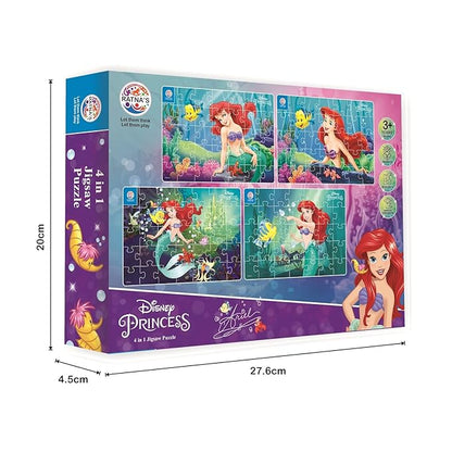 Ratna's 4 in 1 Disney Jigsaw Puzzle 140 Pieces for Kids | 4 Jigsaw Puzzles 35 Pieces Each | Mermaid Ariel