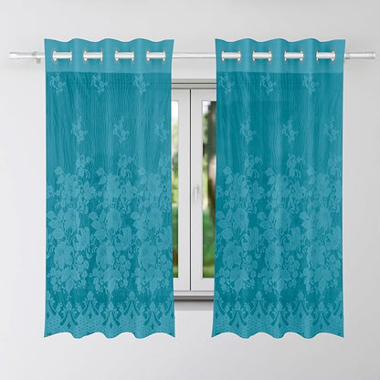 Kuber Industries Darkening Window Curtains Sheer Curtain with 8 Rings SY27 Green