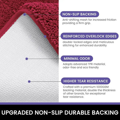 Luxe Home International Microfibre Rectangular Bath Mat Super Soft Anti Skid Newman Mats For Bathroom Colour Maroon