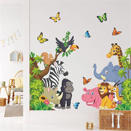 Jaamso Royals Forest Animal Tree Self-adhesive Vinyl Wall Sticker for Kids