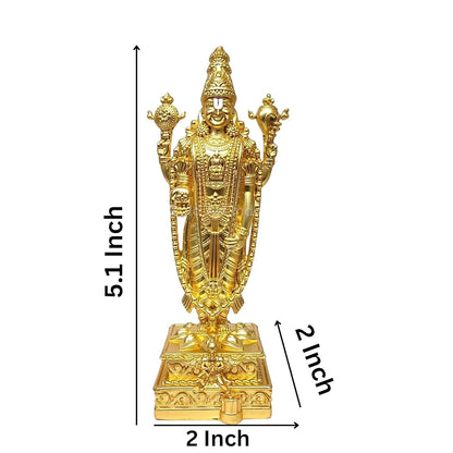 Gold Art India Lord Tirupati Balaji Gold Plated Matte Idol with Garuda