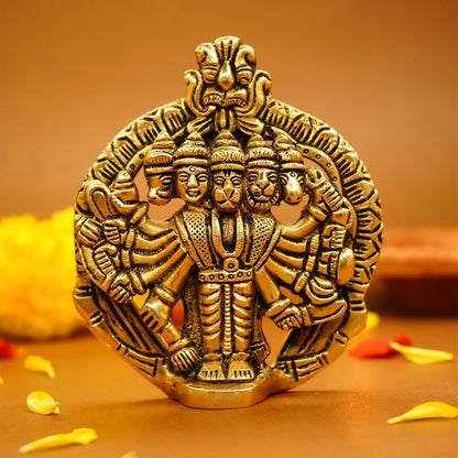 Ekhasa Pure Brass Panchmukhi Hanuman Murti in Luxury Red Velvet Gift Box God Idols