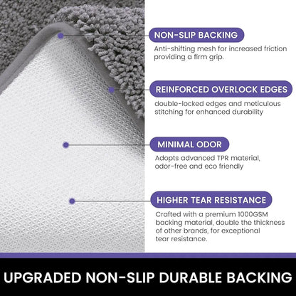 Luxe Home International Microfibre Rectangular Bath mat Super Soft Anti Skid Newman Mats For Bathroom Colour Silver