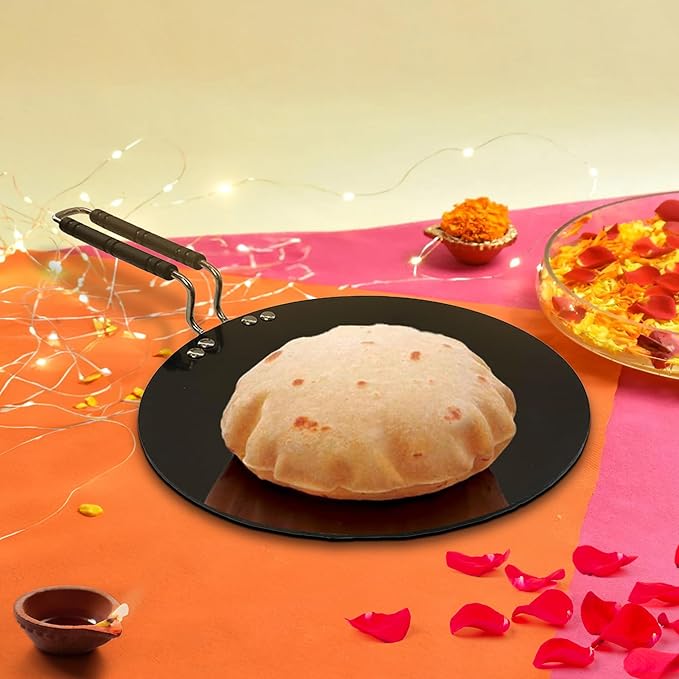 Savya Home Hard Anodized Roti Tawa With Handle 25 Cm Diameter Black Color
