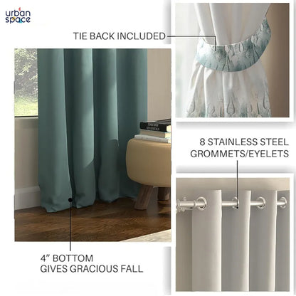 Urban Space Digital Printed Blackout Curtains for Door Bedroom Room Darkening Blackout Kids Decorative Curtains Sea Mist Turquoise