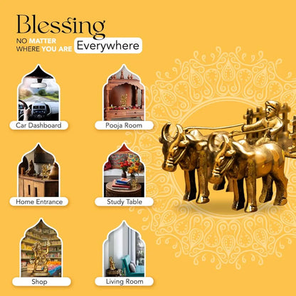 Ekhasa Pure Brass Bullock Cart Home Decor Bailgadi Brass Antique Decor