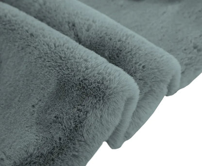 Luxe Home International Rabbit Fur Rectangular Mat Soft Anti Slip Skid Ruffle Mats 60X90 Cm Rug Colour Grey