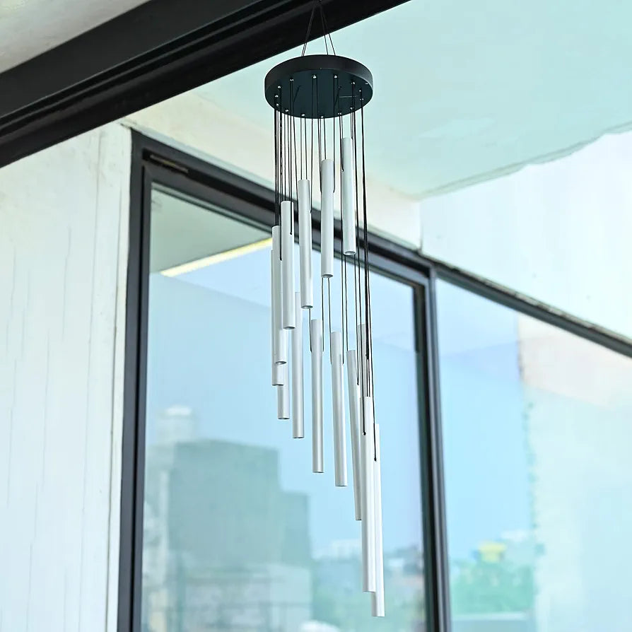 Wind Chimes for Home Décor Silver 12-Pipe Wind Chime -022