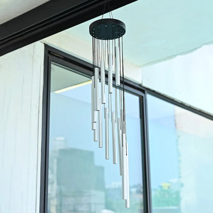Wind Chimes for Home Décor Silver 12-Pipe Wind Chime -022