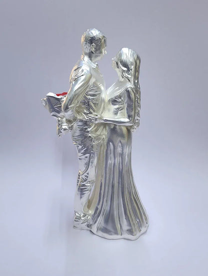Gold Art India Couple Figurine Silver-Plated Matte Finish