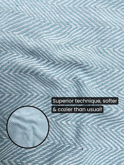 Sajavat Home Hand Knitted Pure Cotton 3 Seater Sofa Throw Colour Sky Blue