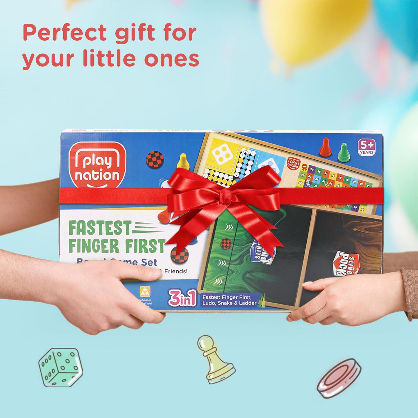 Play Nation 3-in-1 Wooden Board Game
