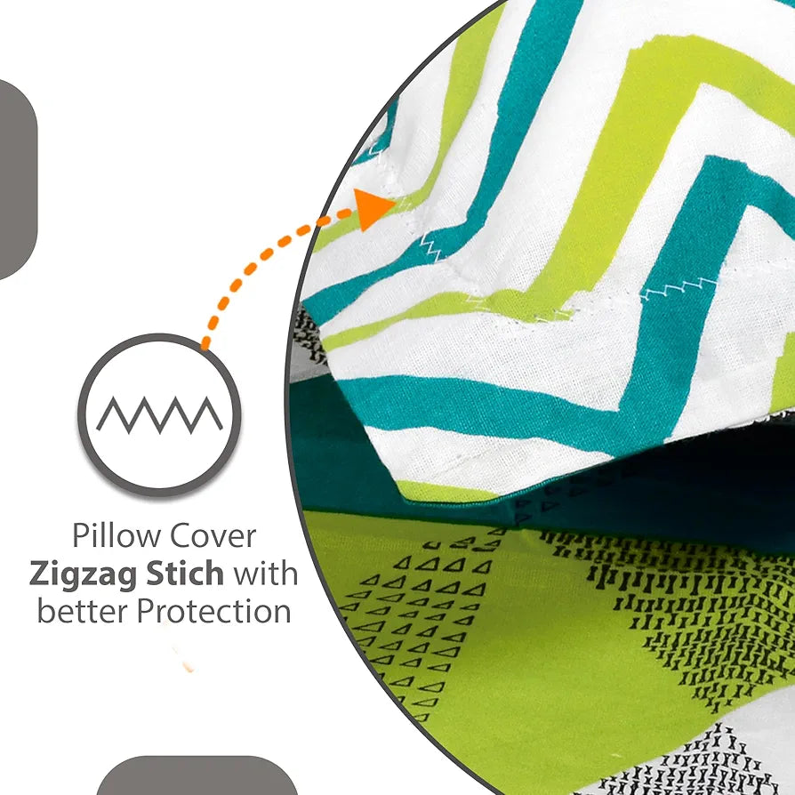 Divine Casa 144 TC 100% Cotton Bedsheet King Size Bed King Size Bedsheet with 2 Pillow Covers Colour Aqua Lime