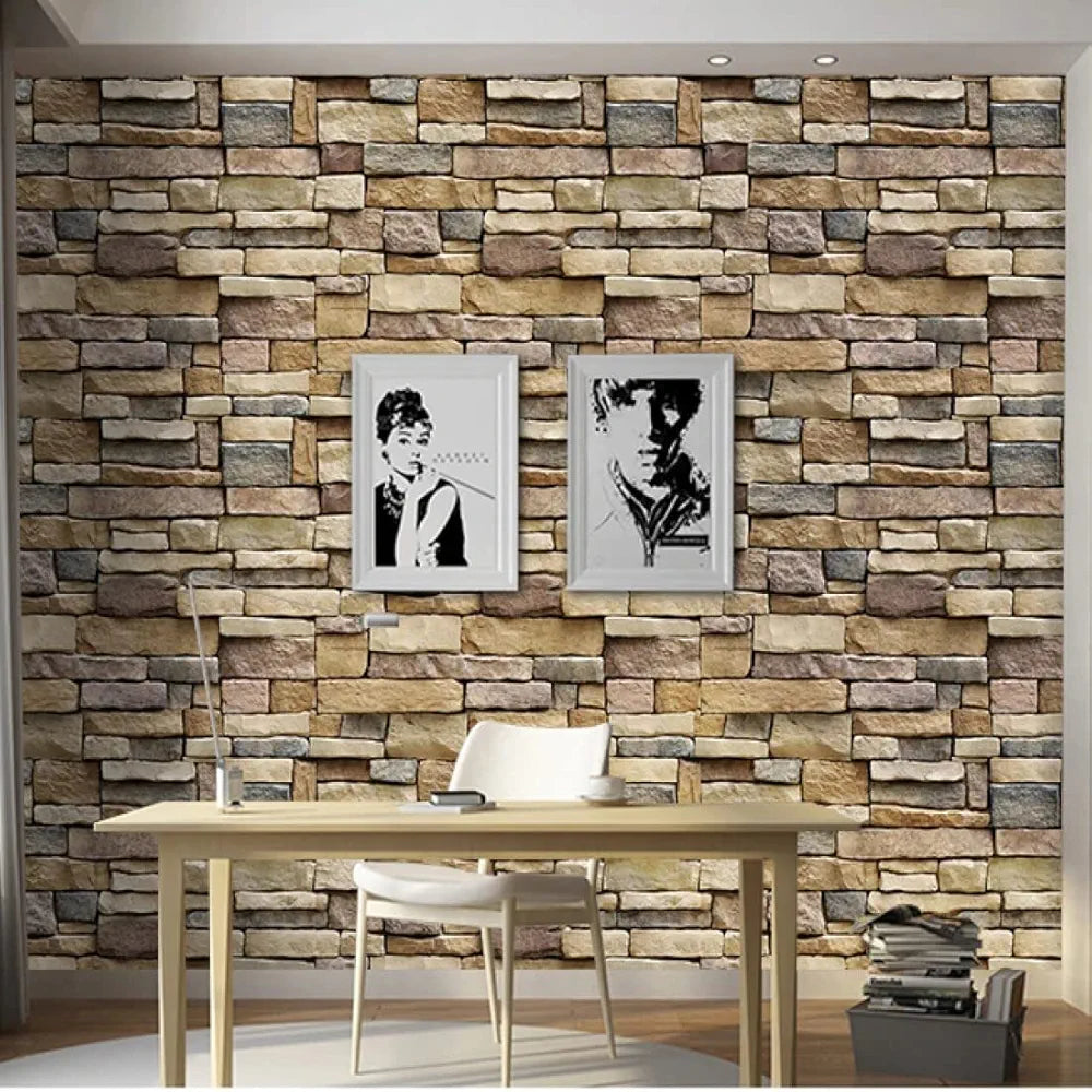 Jaamso Royals Brick Stone Vinyl Peel and Stick Wall Papers for Home Brick Wallpapers 500CM