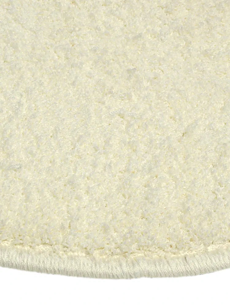 Saral Home Neo Shaggy Yarn Anti-Skid Round Mats Colour Ivory