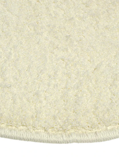 Saral Home Neo Shaggy Yarn Anti-Skid Round Mats Colour Ivory
