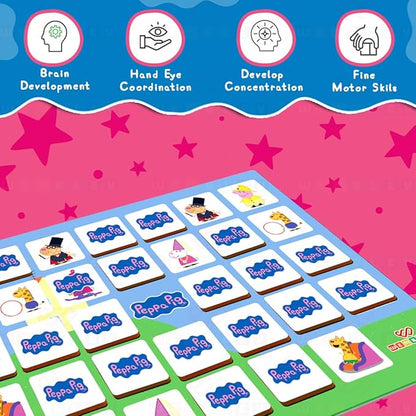 Wembley Peppa Pig Magnetic Memory Match Game for Kids Puzzle 32 Tiles with 64 Picture Icons