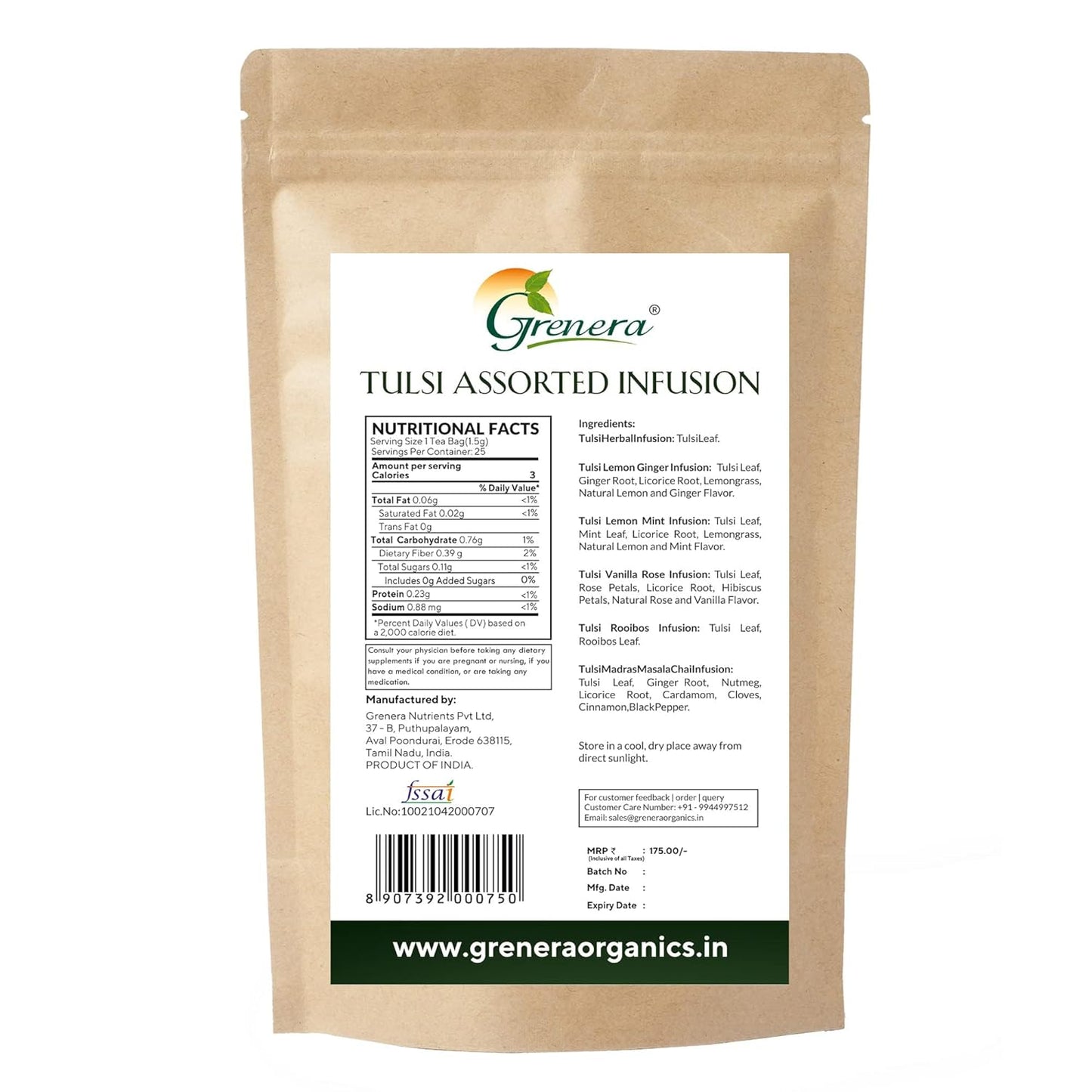 Grenera Tulsi Assorted Infusion - 25 Tea Bags