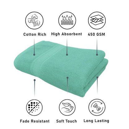 Luxe Home Cotton Bath Towel 450 GSM Quick Dry Large Size Bathroom Towels Colour Aqua