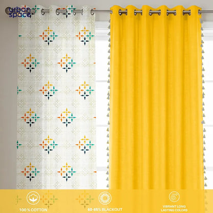 Urban Space Floral Cotton Curtains For Door Combo Set Of 3 Curtains Room Darkening Curtain For Home Decor