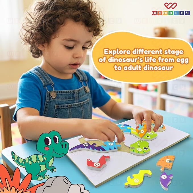 Wembley Wooden Jigsaw Puzzle for Kids Toy Dinosaur Life Cycle